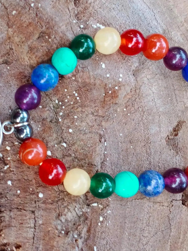 7 Chakra Healing Bracelets with Hematite & Spiritual Symbols | Brahmatells by Brahmatells