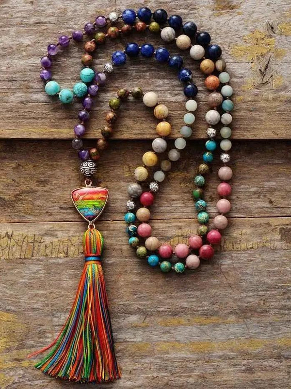 7 Chakra Healing Mala Necklace - 108 Natural Stone Beads for Meditation & Spiritual Protection | Brahmatells by Brahmatells