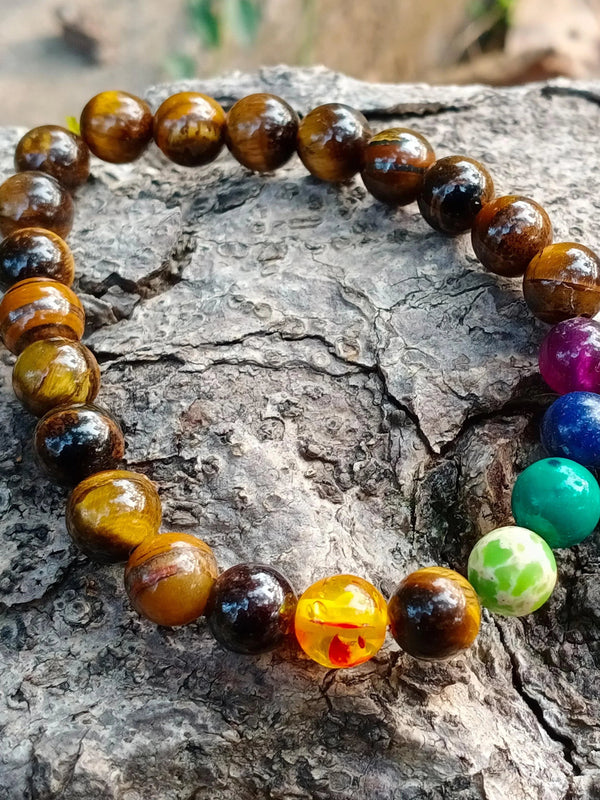7 Chakra Tiger Eye Bracelet for Balance & Focus | Brahmatells by Brahmatells