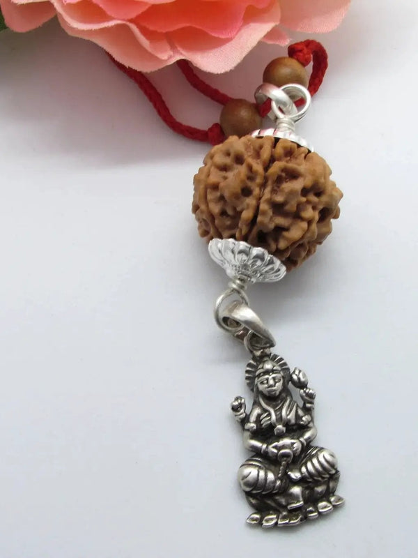 7 Mukhi Rudraksha & Laxmi Pendant in Silver | Brahmatells by Brahmatells