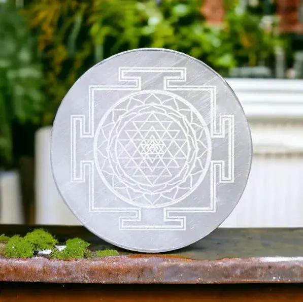 Brahmatells Selenite Shree Yantra Charging Plate. by Brahmatells