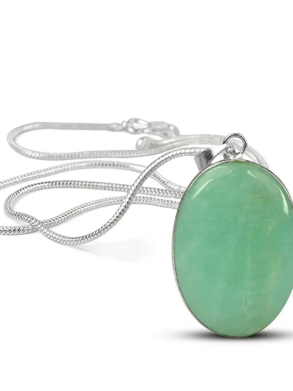 Amazonite Pendant Natural Crystal Stone Pendant / Locket without Chain Oval Shape for Reiki Healing and Crystal Healing Gemstone for Unisex (Color : Green) by brahmatells