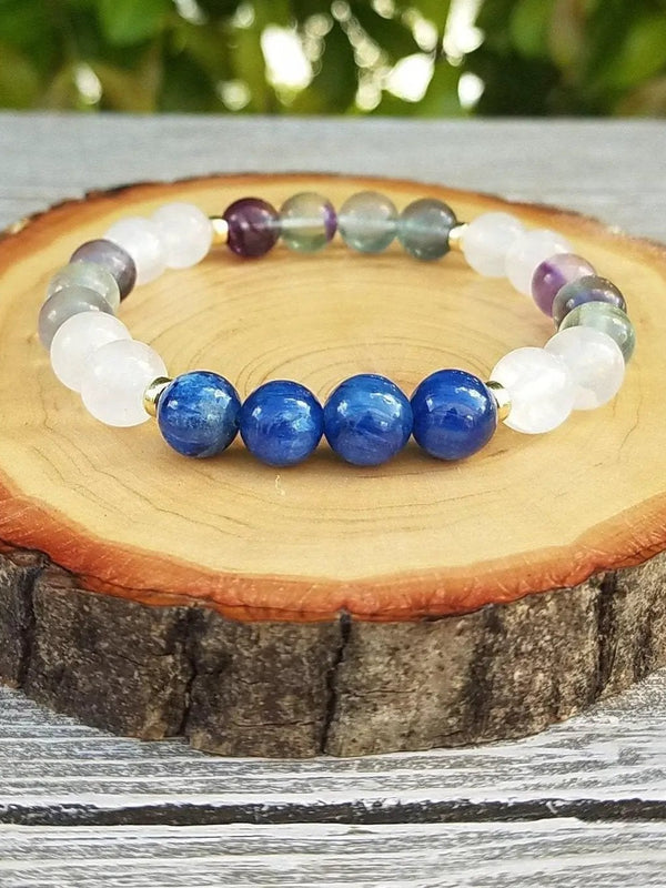 Aura Healing Bracelet: Kyanite, Selenite, Fluorite | Brahmatells by Brahmatells