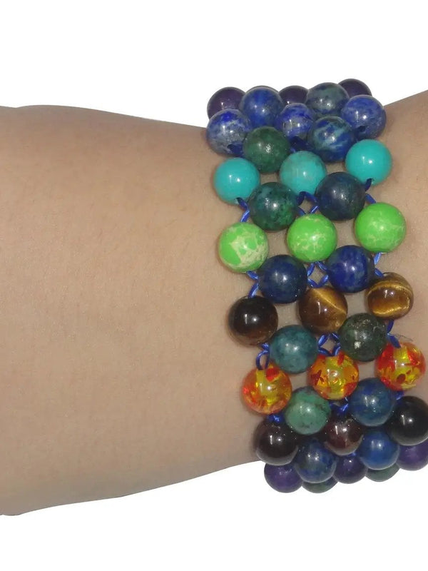 Azurite Triple Layer 7 Chakra Bracelet | Brahmatells by Brahmatells