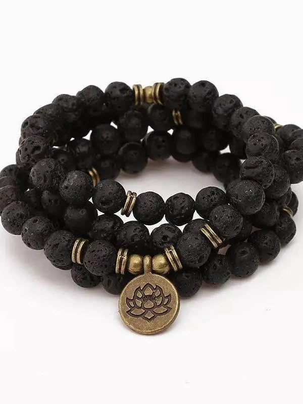 Black Lava Stone 108 Mala Beads - Meditation and Mindfulness | Brahmatells by Brahmatells