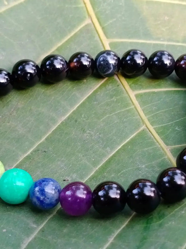 Black Tourmaline 7 Chakra Bracelet | Spiritual Protection | Brahmatells by Brahmatells