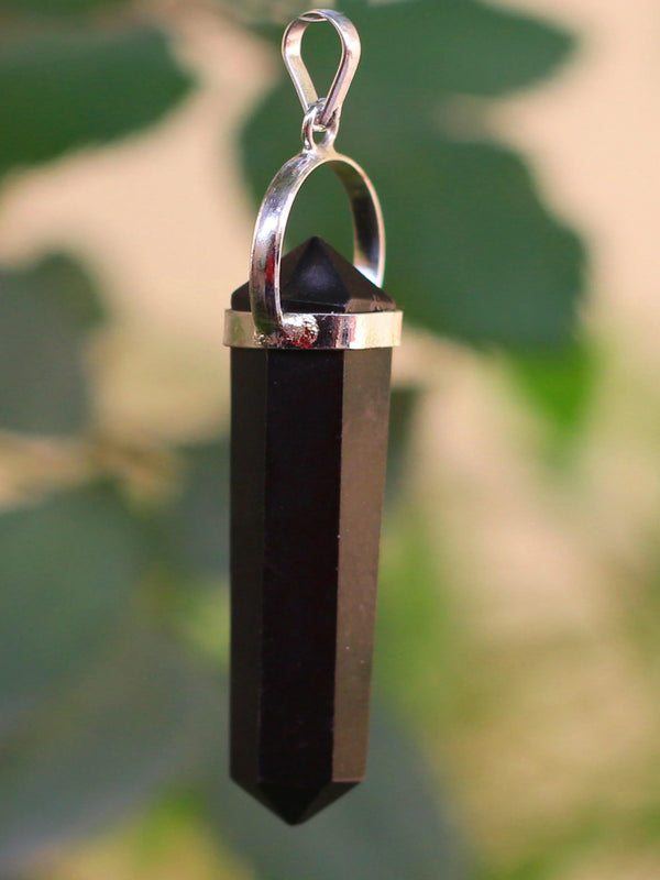 Black Tourmaline Double Side Pendant by Brahmatells