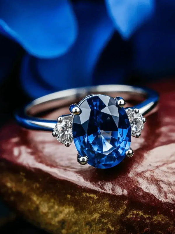 Blue Sapphire Soft-Edge Ring - Saturn's Gentle Touch | Brahmatells by Brahmatells