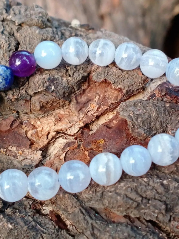Brahmatells Blue Lace Agate & 7 Chakra Bracelet | Peace & Balance by Brahmatells