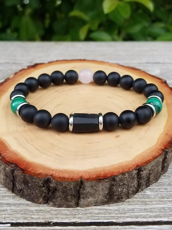 Brahmatells Empath Protection Bracelet with Malachite & Tourmaline by Brahmatells