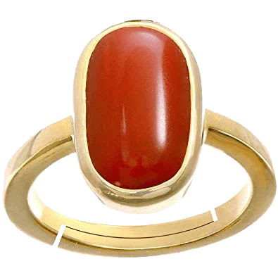 Brahmatells Red Coral Capsule-Cherry-Red Ring in Golden Setting: Mars-Infused Elegance by Brahmatells