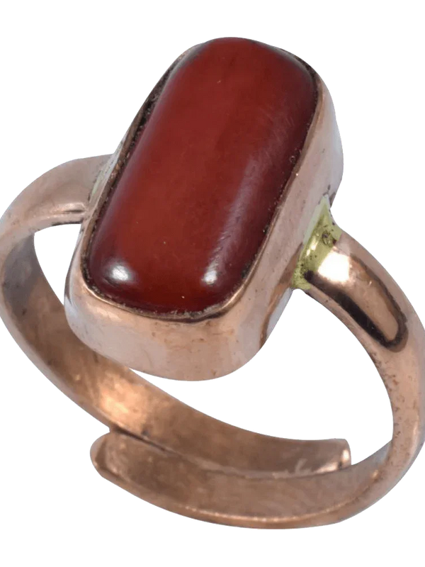 Brahmatells Red Coral Capsule-Maroon-Red Ring: Mars-Infused Gemstone for Empowerment by Brahmatells