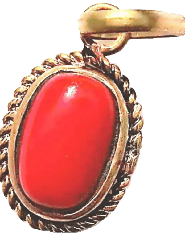 Brahmatells Red Coral Capsule-Rose-Red Pendant: Mars-Inspired Gem for Empowerment by Brahmatells
