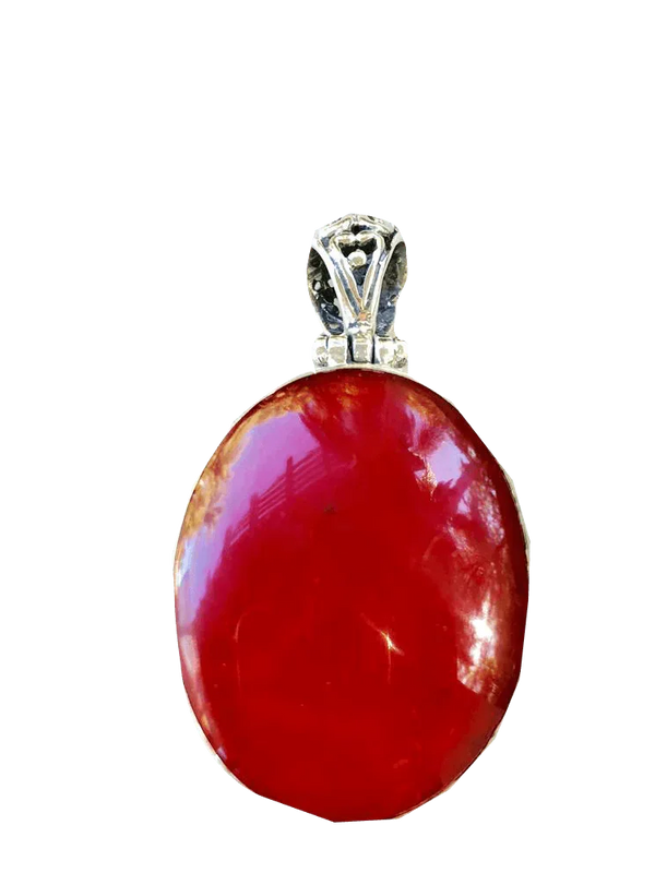 Brahmatells Red Coral Oval-Light-Red Pendant: Harness the Power of Mars by Brahmatells