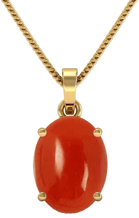 Brahmatells Red Coral Oval-Tomato-Red Pendant: Mars-Inspired Gemstone for Empowerment by Brahmatells