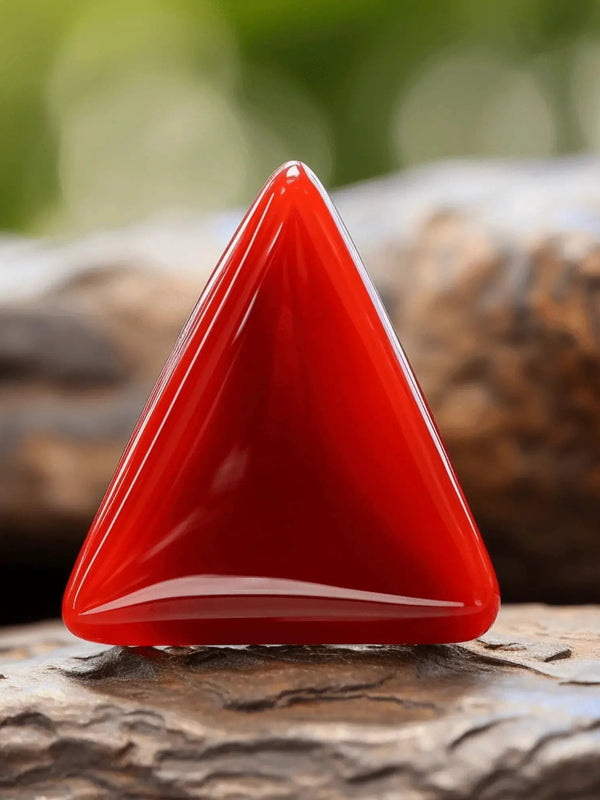 Brahmatells Red Coral Triangle-Apple-Red: Mars-Inspired Gemstone by Brahmatells