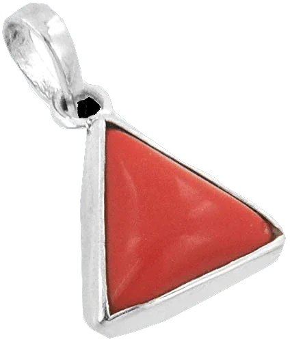 Brahmatells Red Coral Triangle-Apple-Red Silver Pendant: A Mars-Inspired Gemstone by Brahmatells