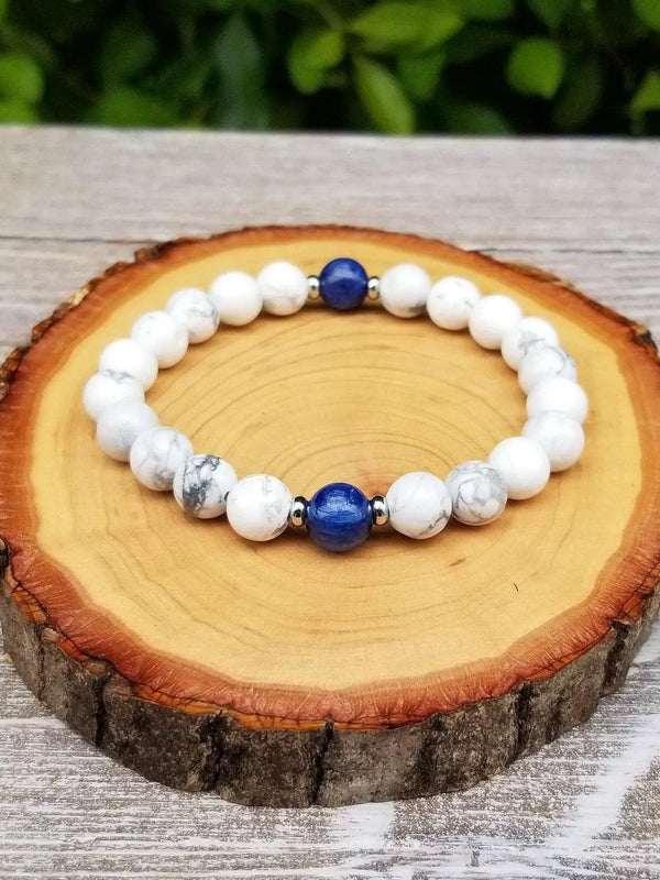Calming & Focus Bracelet - Meditation Bracelet, Kyanite, Howlite by Brahmatells