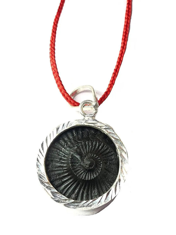 Chakra Shaligram Silver Plated Pendant. by Brahmatells