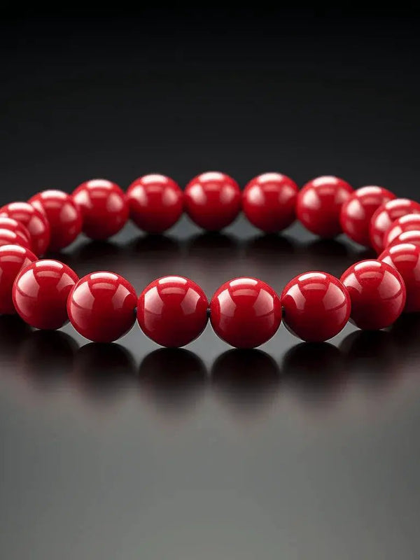 Cherry Red Coral Round Bracelet - Mars Harmony Accessory | Brahmatells by Brahmatells