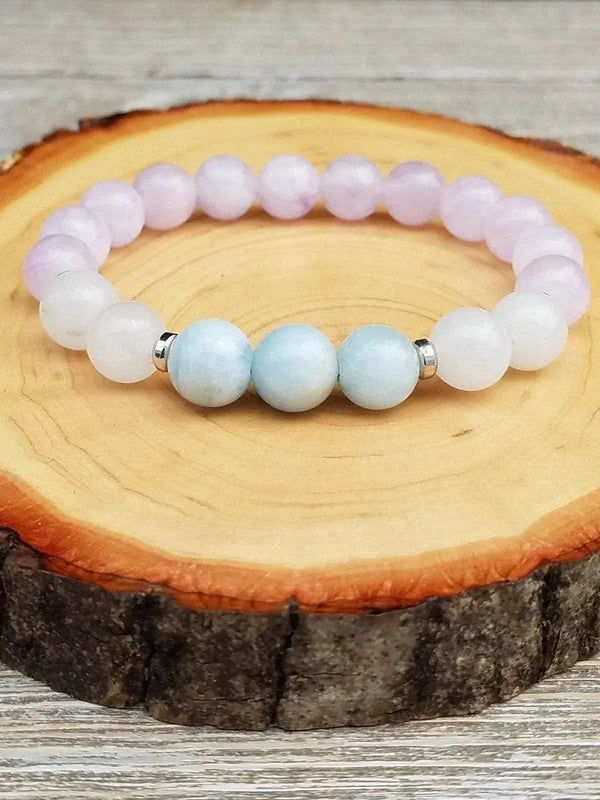 Discover Serenity with Brahmatells Meditation Bracelet – Lavender Amethyst & Aquamarine by Brahmatells