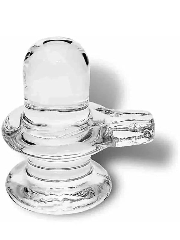 Elegant Glass Crystal Shivling - Compact Sacred Decor by Brahmatells