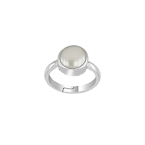 Elegant Pearl White Ring in Silver - Lunar Elegance | Brahmatells by Brahmatells