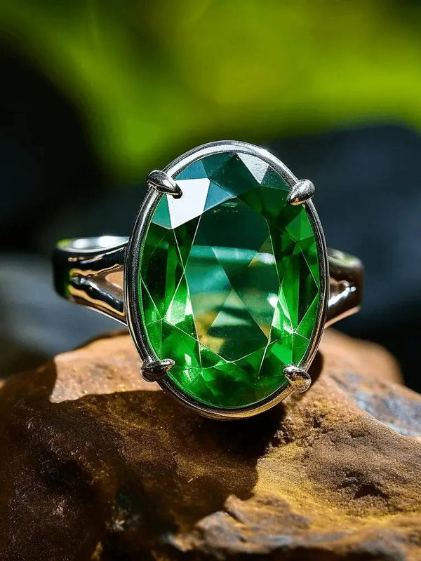 Emerald Oval-Intense Dark-Green Ring - Mercury's Gem | Brahmatells by Brahmatells