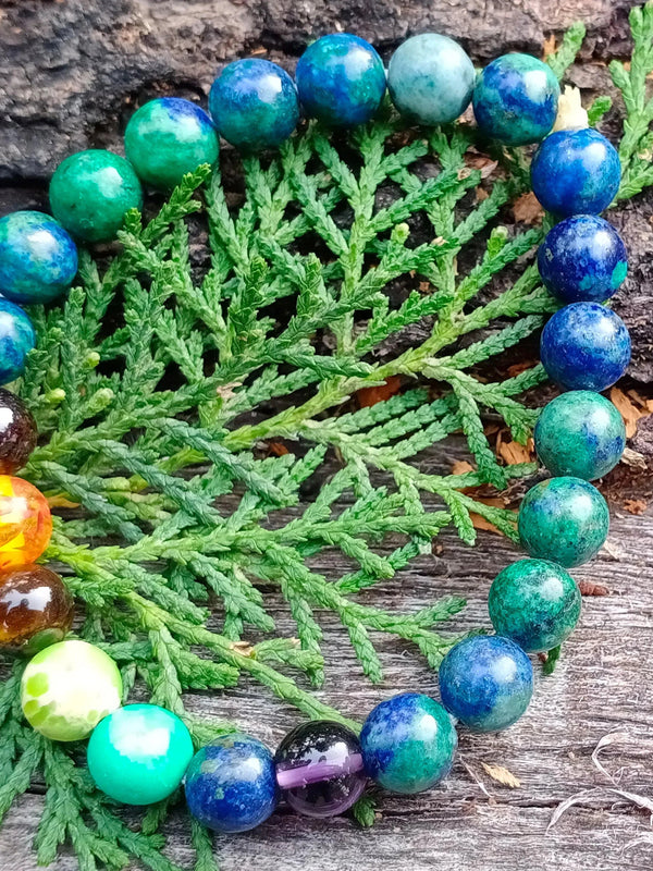 Energized Chrysocolla Buddha Bead Bracelet for Confidence & Communication | Brahmatells by Brahmatells