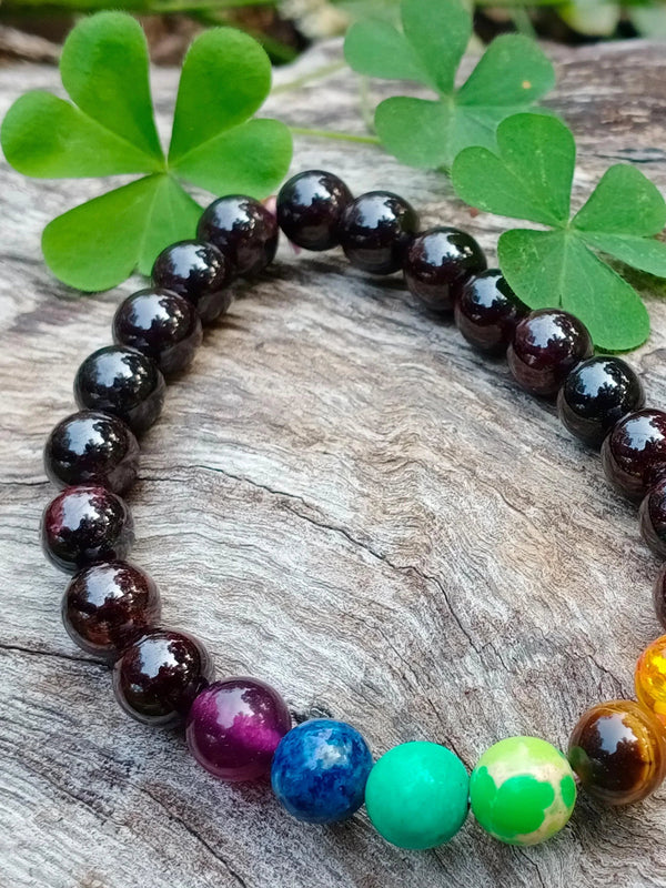 Energized Garnet & 7 Chakra Healing Bracelet | Brahmatells by Brahmatells