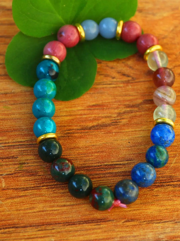 February Birthstone Bracelet - Lapis Lazuli & Ruby Zoisite Elegance - Brahmatells by Brahmatells