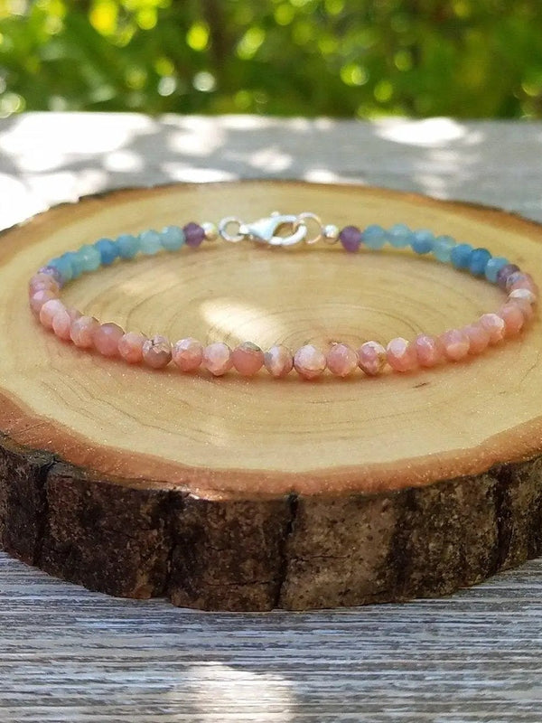 Fertility & Harmony Gemstone Bracelet - Rhodochrosite & Aquamarine | Brahmatells by Brahmatells