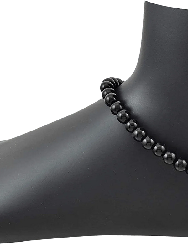 Glass Oxidized Metal Evil Eye Anklet by Brahmatells