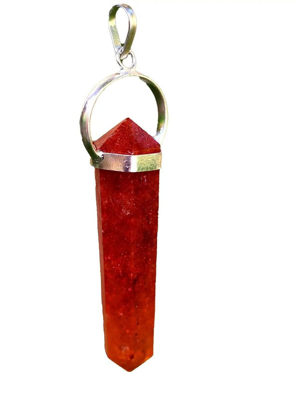 Golden Quartz Crystal Double-Sided Pendant - Energizing Elegance | Brahmatells by Brahmatells