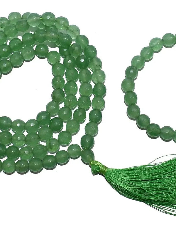 Green Aventurine Mala & Bracelet Set - 8mm Diamond Cut Beads by Brahmatells