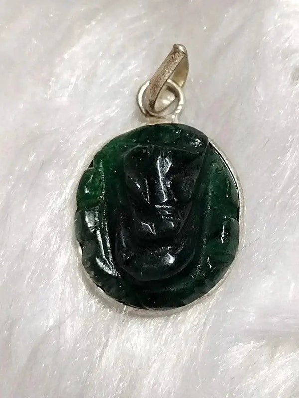 Green Jade Ganesha Healing Pendant for Serenity & Protection | Brahmatells by Brahmatells