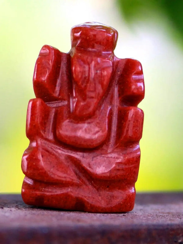 Handcarved Red Jasper Ganesha Idol for Prosperity & Protection | Brahmatells by Brahmatells