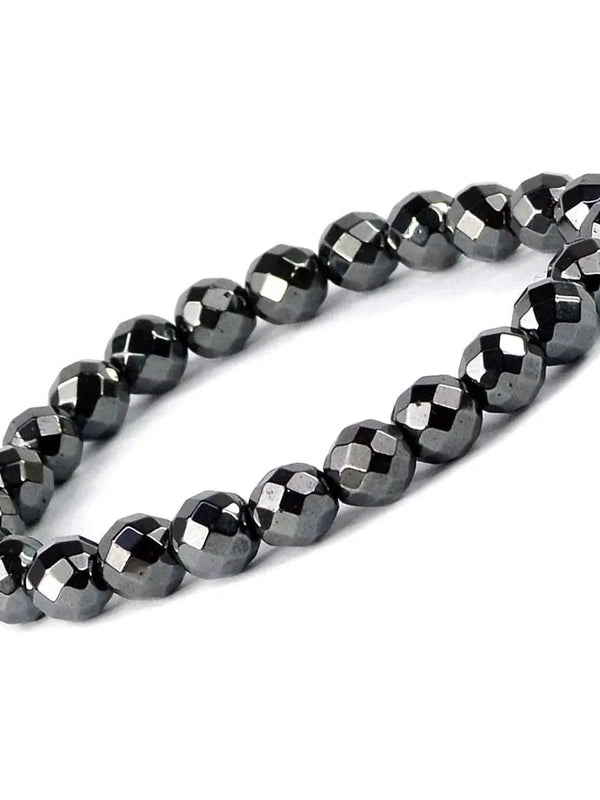 Hematite Diamond Cut Bracelet - 8mm Beads for Reiki Healing by Brahmatells