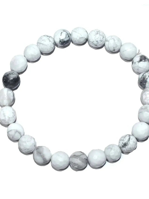Howlite Chakra Healing Bracelet - 8mm Diamond Cut Beads by Brahmatells