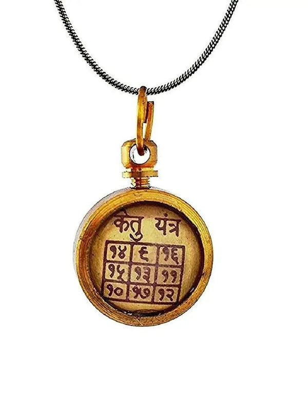 Ketu Rashi Locket, Round Shape, Brass and Glass Made Locket by Brahmatells