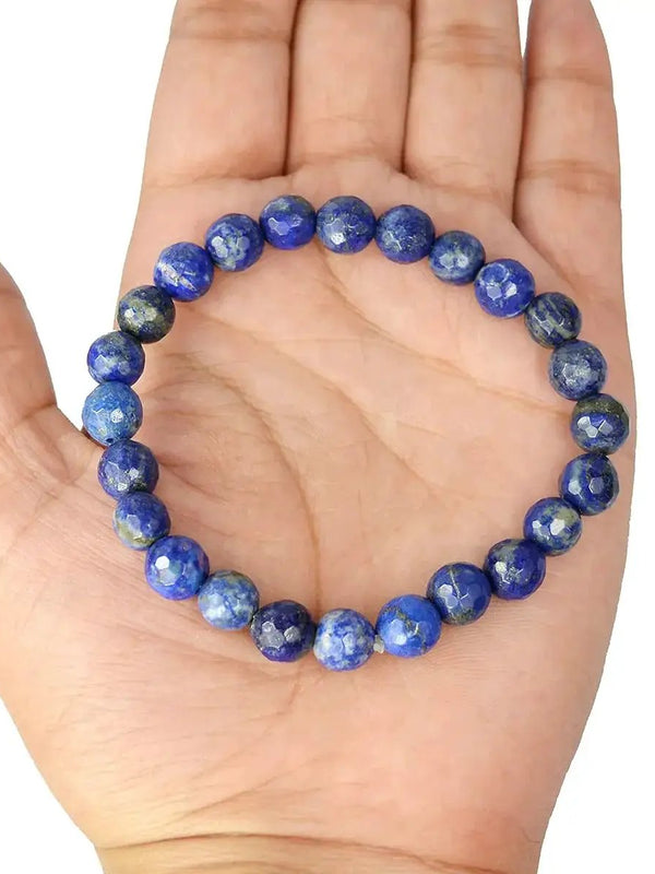 Lapis Lazuli Diamond Cut Bracelet - 8mm Beads for Reiki Healing by Brahmatells