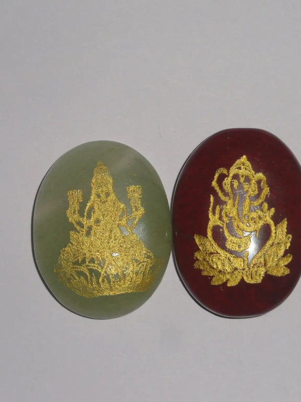 Laxmi Ganesha Combo - Red Jasper and Green Aventurine by Brahmatells