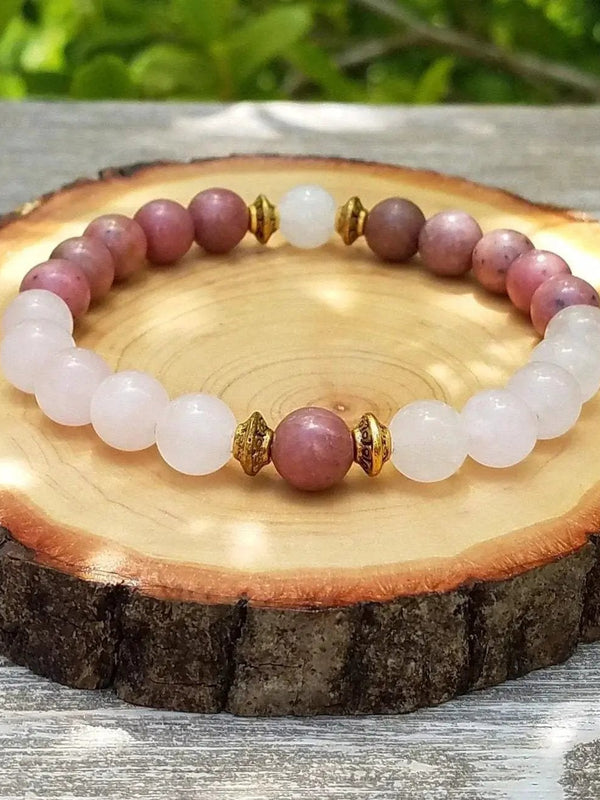 Love and Heart Chakra Healing Bracelet - Rhodonite & Rose Quartz | Brahmatells by Brahmatells
