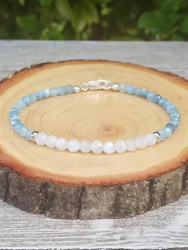Moonstone & Aquamarine Calming Bracelet by Brahmatells