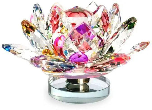 Multi-Color Crystal Lotus Flower with Rotating Base | Brahmatells by Brahmatells