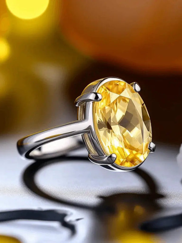 Mustard-Golden Yellow Sapphire Ring - Jupiter's Elegance | Brahmatells by Brahmatells