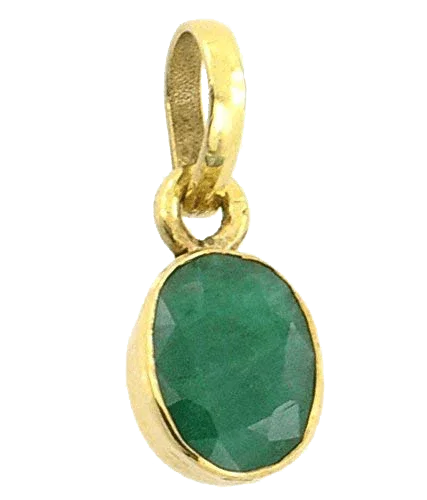 Natural Green Emerald Oval Pendant - Panna's Radiance | Brahmatells by Brahmatells