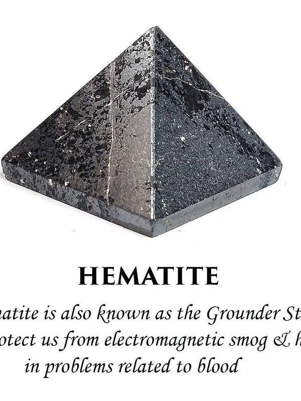 Natural Hematite Pyramid for Reiki Healing and Crystal Healing Stone Pyramid (Color : Silver & Black) by Brahmatells