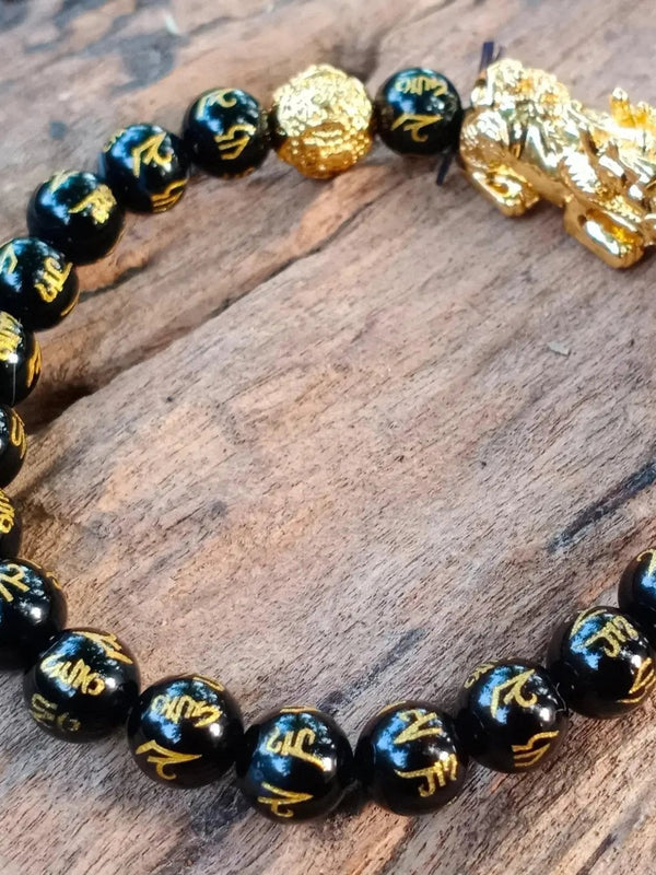 Om Mani Padme Hum Black Tourmaline Bracelet | Brahmatells by Brahmatells