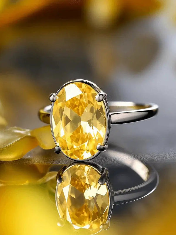 Oval Golden Yellow Sapphire (Pukhraj) Ring - Jupiter's Blessing | Brahmatells by Brahmatells